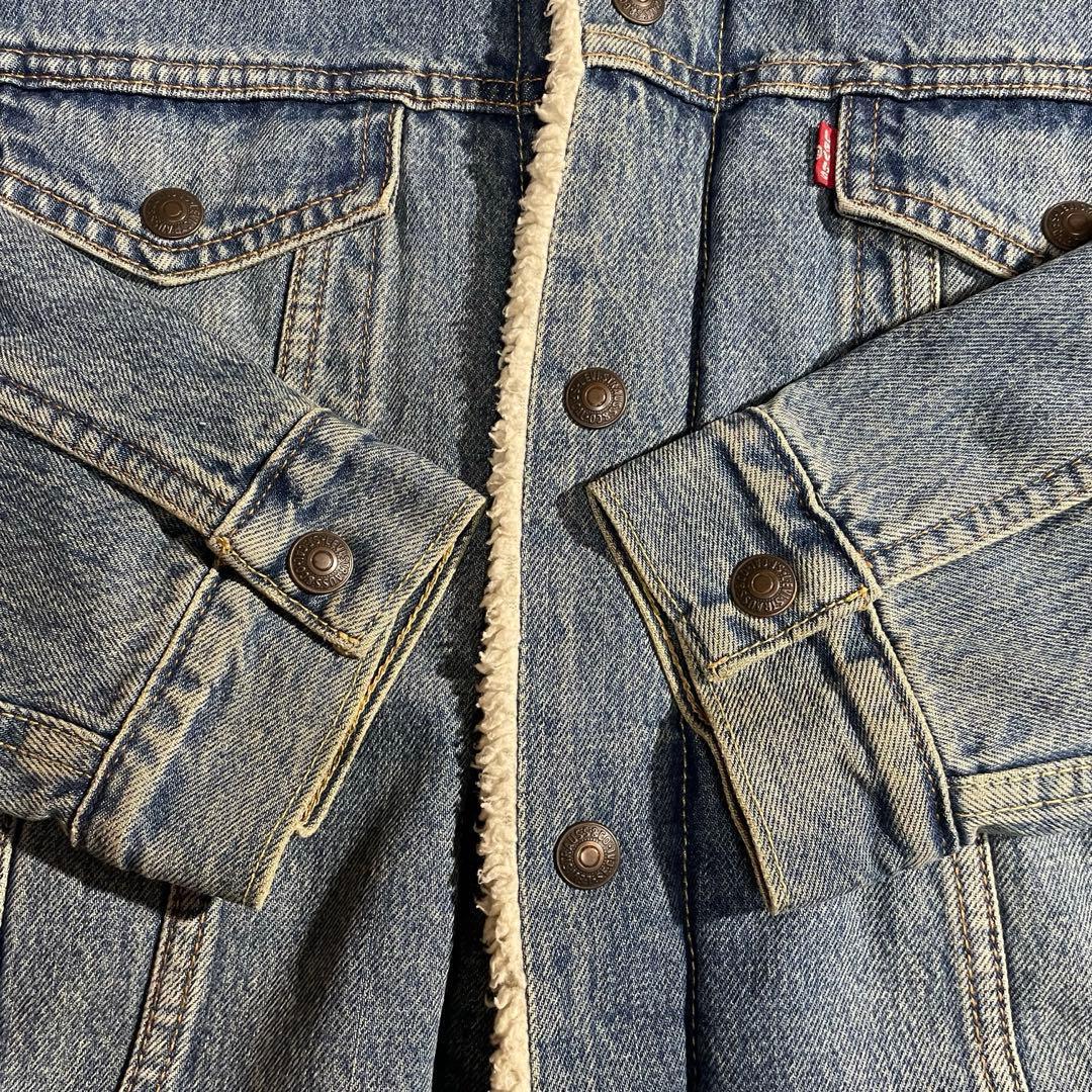 Levi'sリーバイスシェルパトラッカージャケット裏ボア短丈ライトブルーM