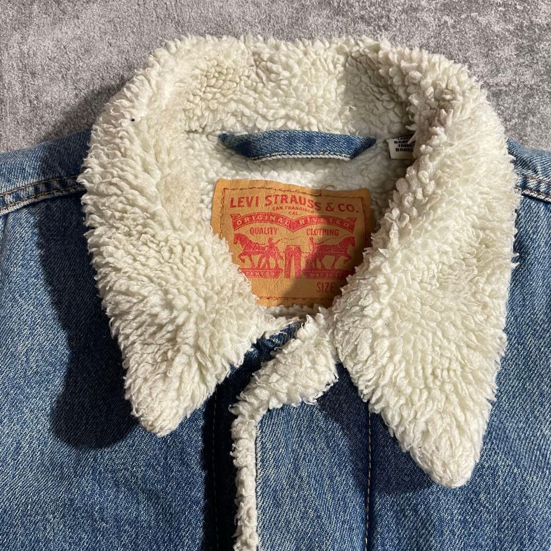 Levi'sリーバイスシェルパトラッカージャケット裏ボア短丈ライトブルーM