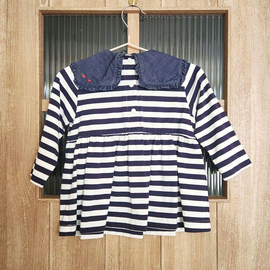 familiar 2点セット りんごボーダーシャツ&レギンス スパッツ デニム