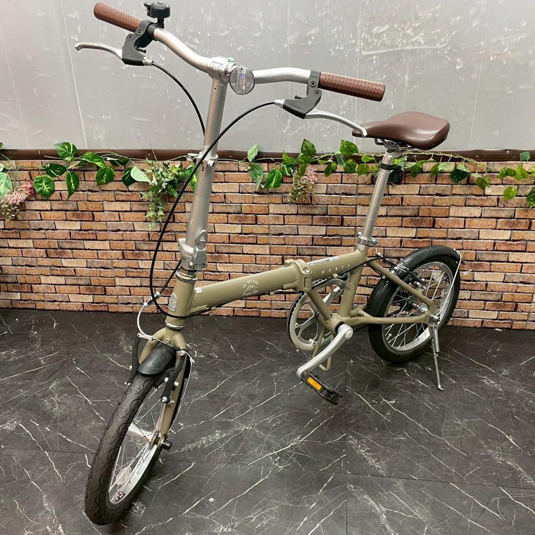 【130】折りたたみ自転車 折車 MONTE ベージュ 16インチ シングル