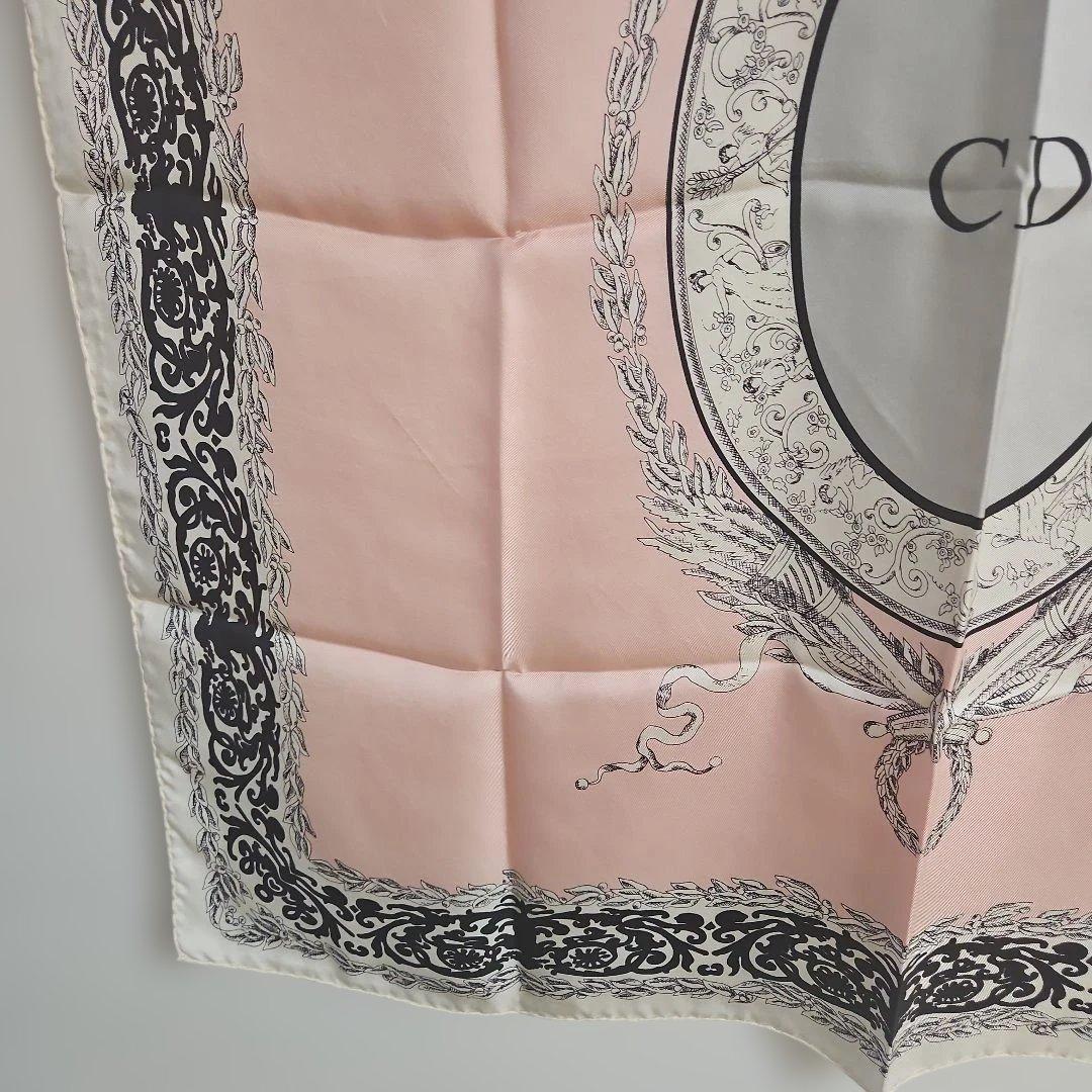 【ゆさき】【大判】クリスチャン・ディオール　シルク100%　スカーフピンク