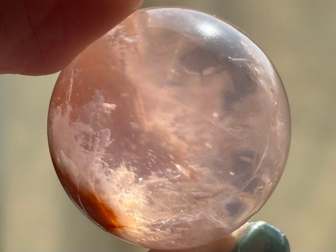 《セリサイトinローズクォーツスフィア＊6条スターヘマタイト（ファイヤー）共生》