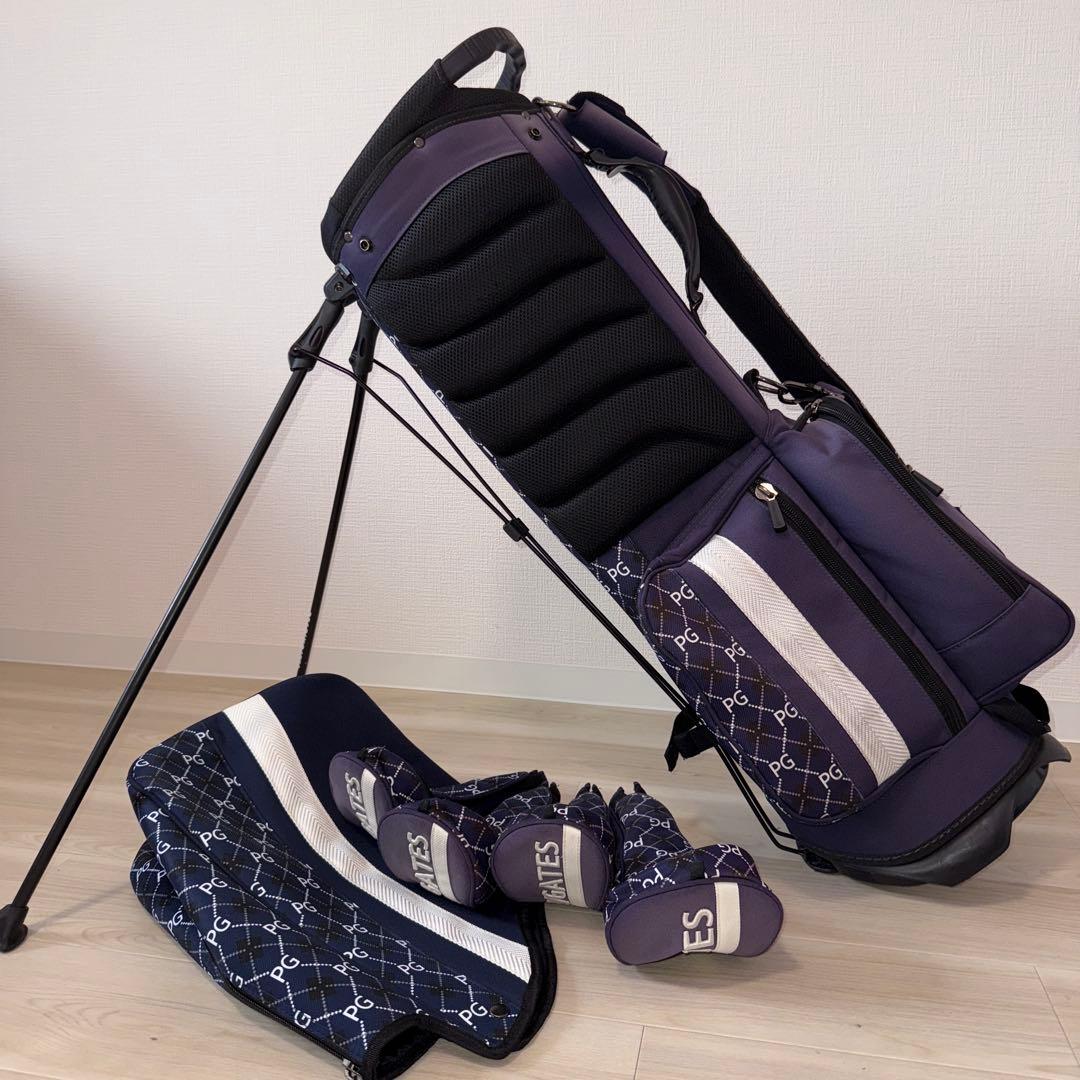 パーリーゲイツ　キャディバッグ　スタンド式　総柄　ウッドカバー付き　セット