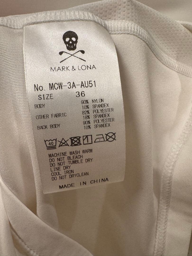 極美品　MARK&LONA メッシュハイネックシャツ ホワイト　S インナー