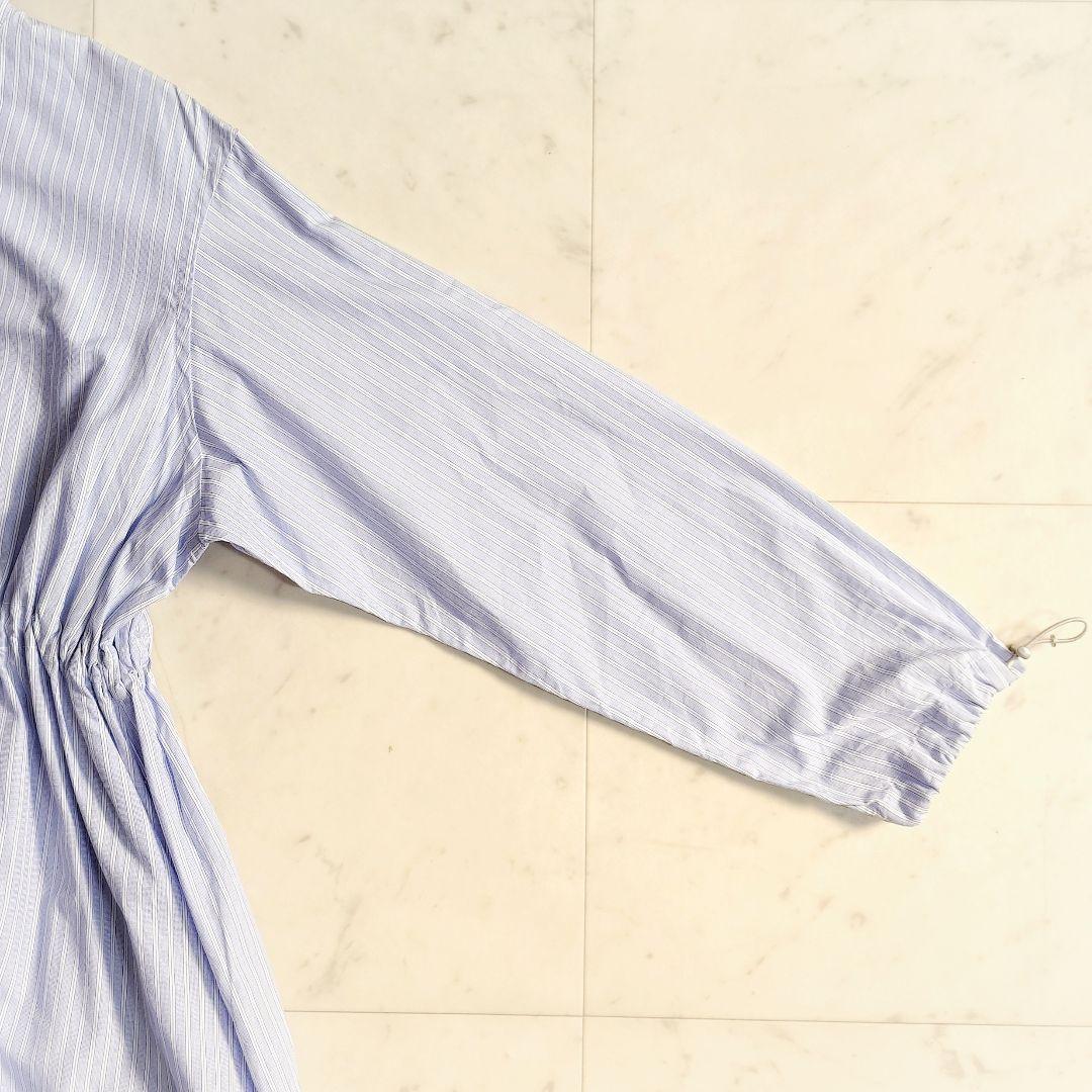 美品【大きいサイズ14】ジムフレックス ブルーストライプ シャツワンピース 綿