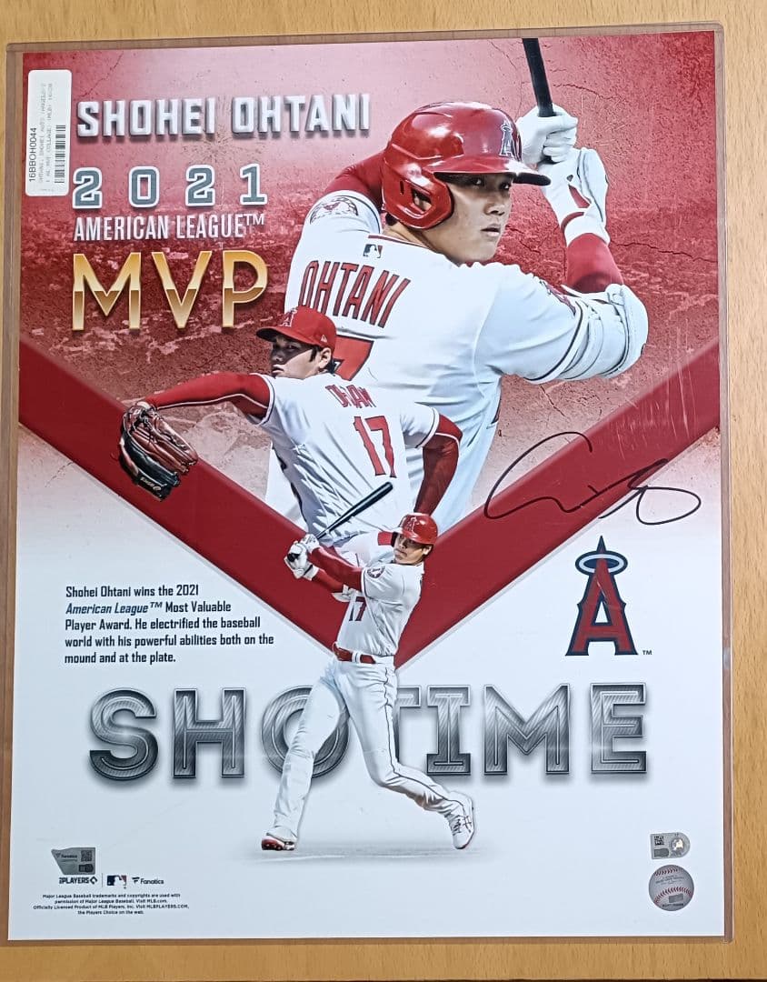 【超貴重】大谷翔平／直筆サイン／2021年／MVP獲得記念／特大フォト／認証あり