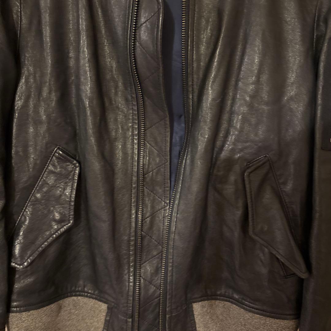 タケオキクチ ラムレザー ボンバージャケット MA-1 ブラック