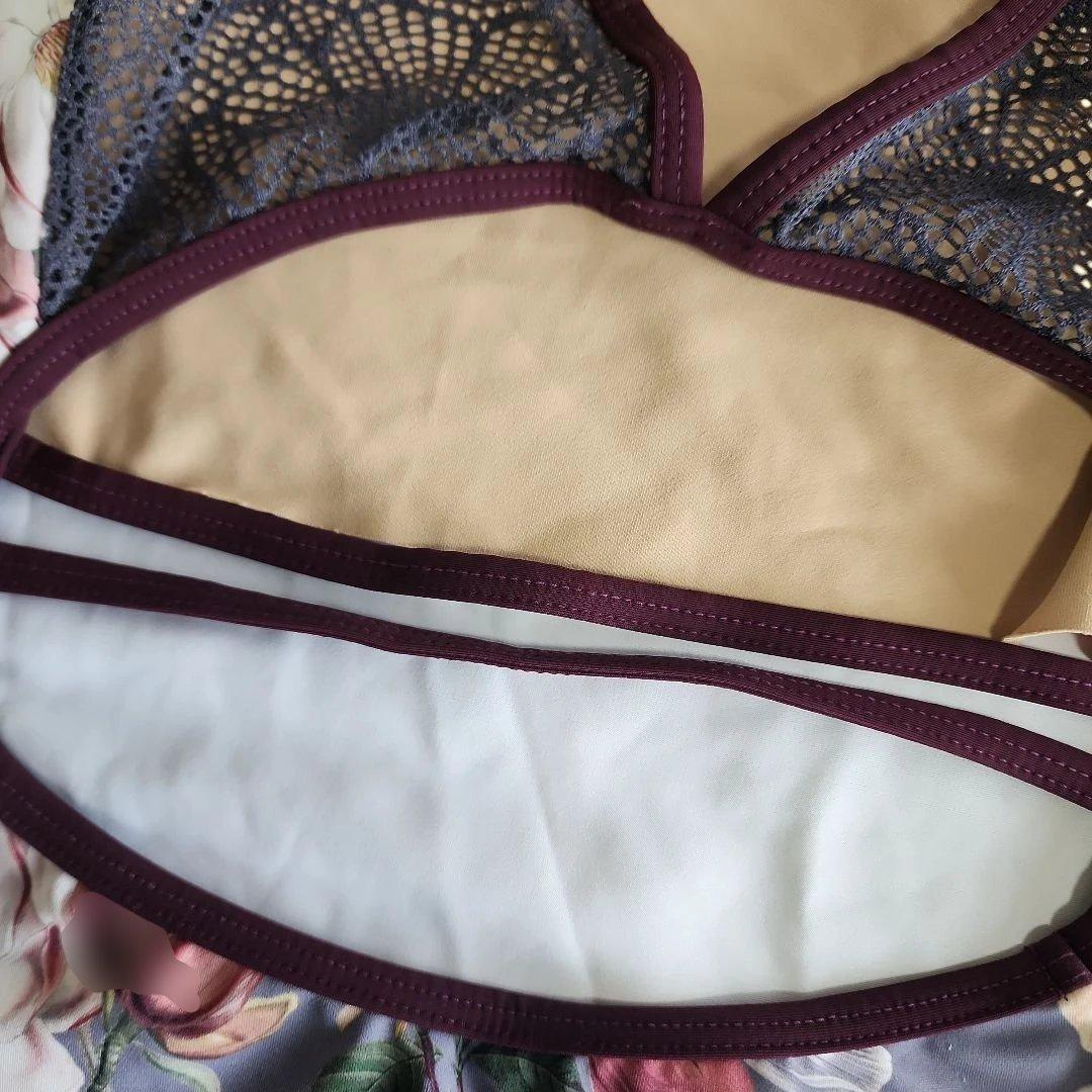 eleve 花柄レオタード グレーとパープル