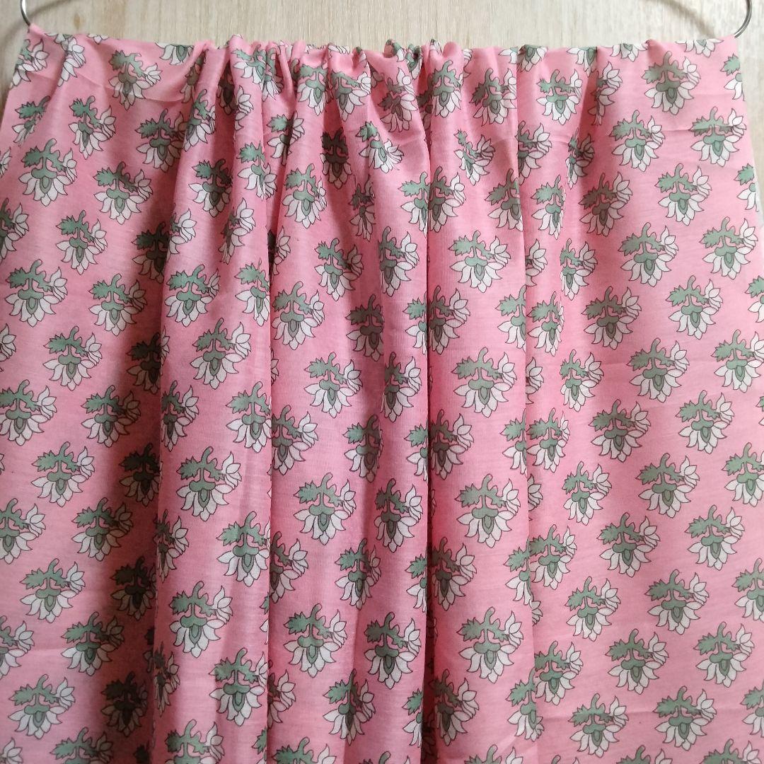 インド民族衣装 パステルカラーの花柄アナルカリクルタセット【53A-16】