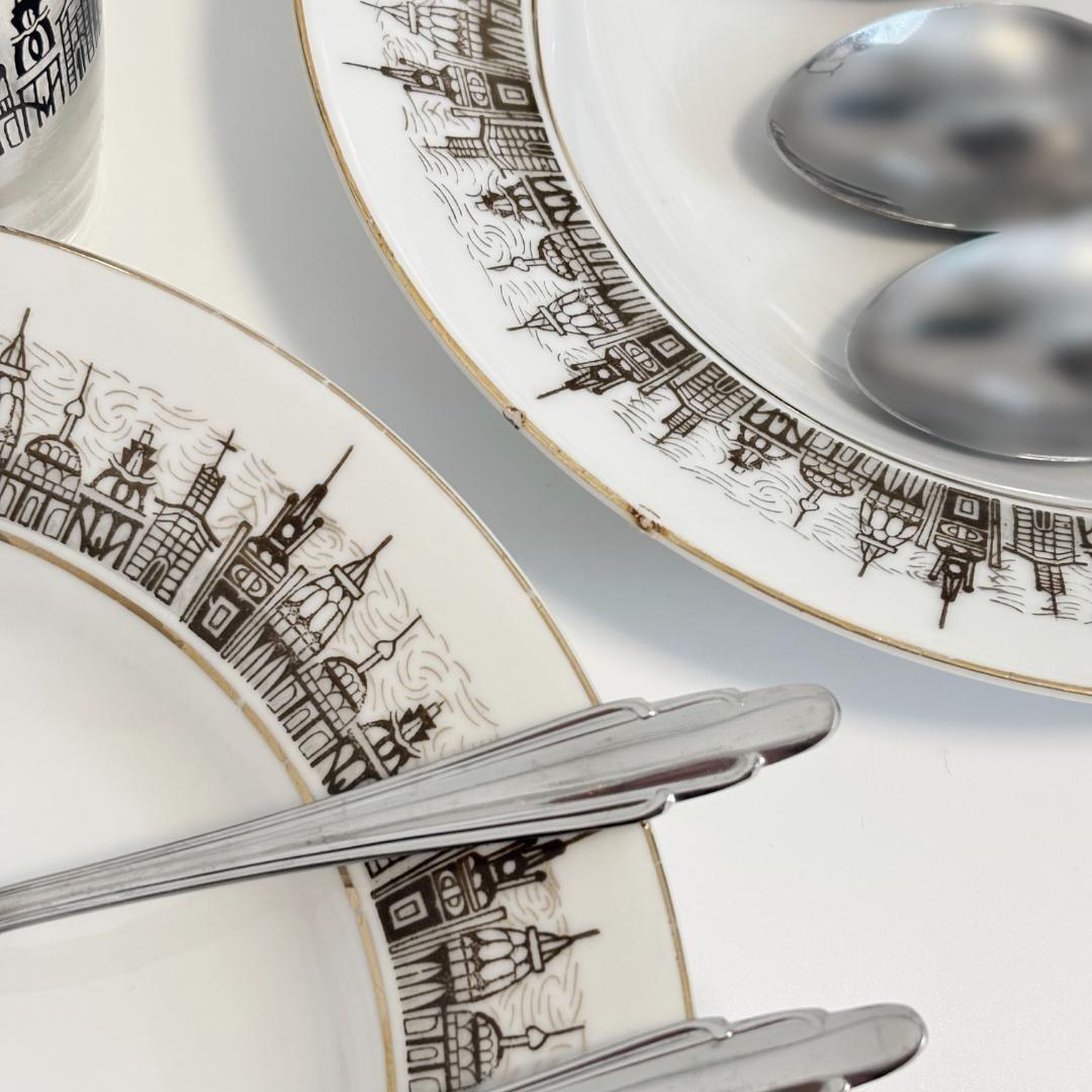 NARUMI 金彩 プレート&グラスセット ビルディング