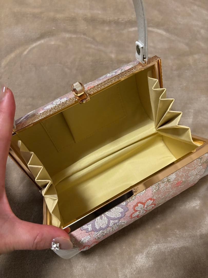 美品！振袖　和装　草履とバッグセット　花　桜　シルバー　ゴールド　成人式　卒業式