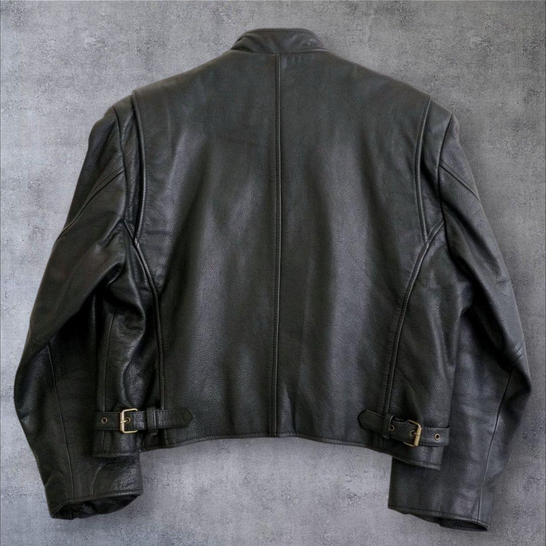 レザージャケット　シングル　短丈　ライナー付き　キルティング 牛革　本革　黒