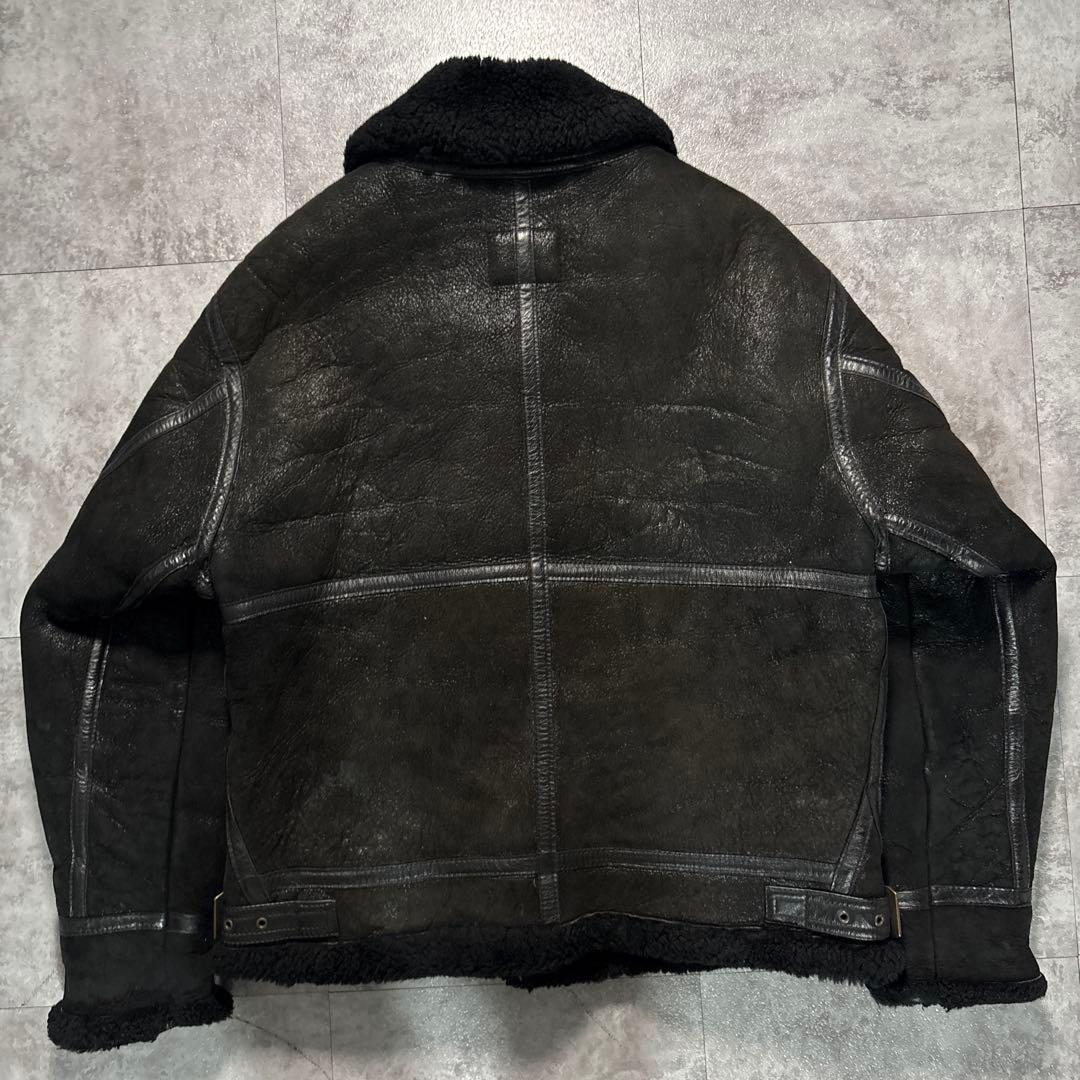 90s B-3 ムートン　フライトジャケット　ブラック　モチモチ本革　短丈　M