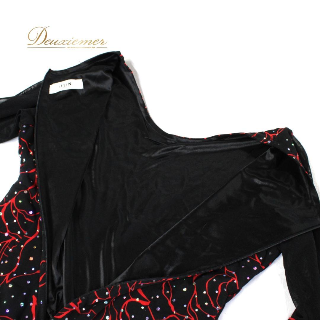 【美品 社交ダンス衣装】ワンピース ドレス JUN FASHION 赤 黒