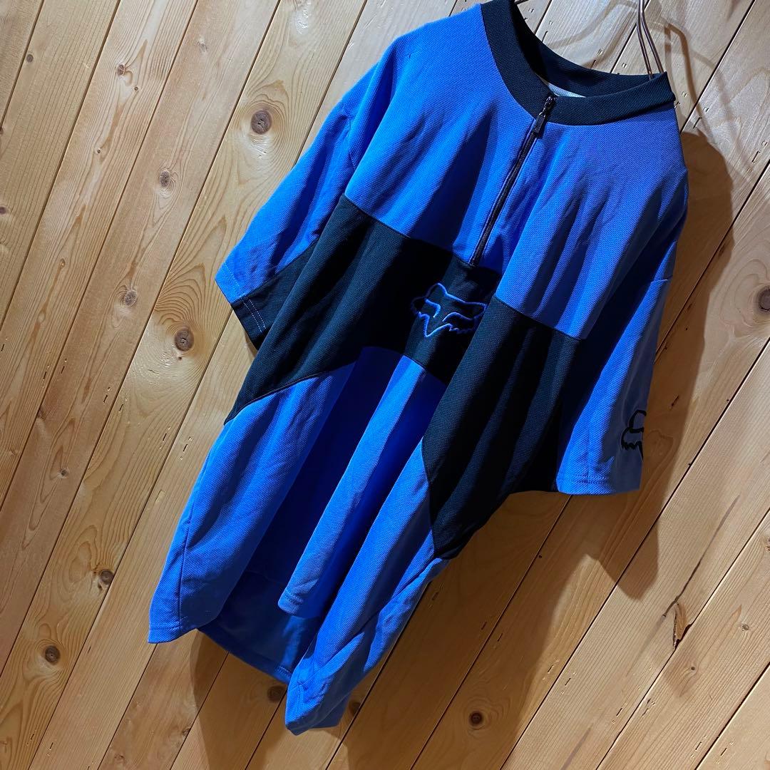 ss4972 FOX フォックス ハーフジップ Tシャツ 青 黒 L