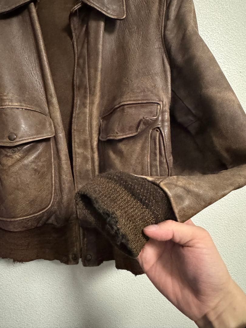 50sヴィンテージ Sears レザーフライトジャケット CROWNジッパー搭載