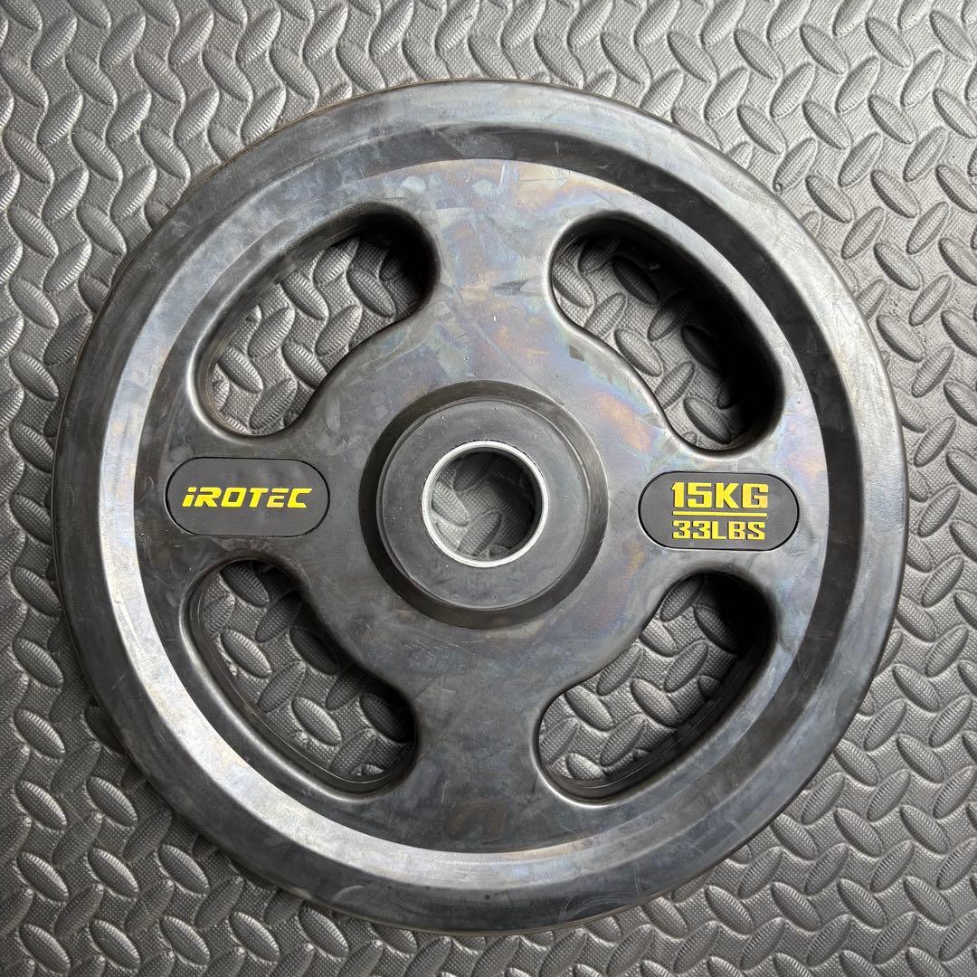 iROTEC アイロテック オリンピックラバープレート 15 kg ダンベル