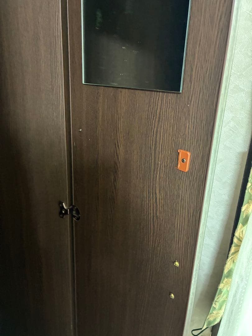 【美品】木目調　引き出し付きワードローブ　ダークブラウン 　幅60cm