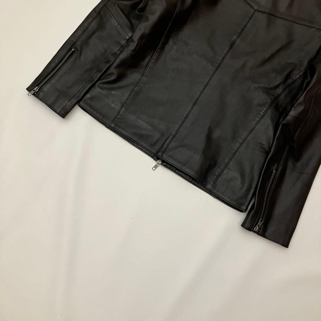 ✨羊革　L✨LIUGOO TOKYO シングルライダース　スタンドカラー　黒