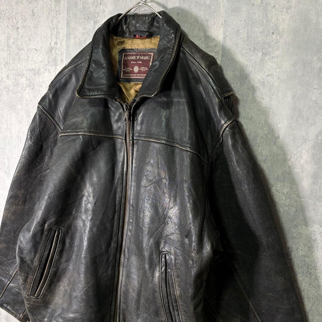 渋フェード Andrew Marc 本革 レザージャケット 短丈 ヴィンテージ