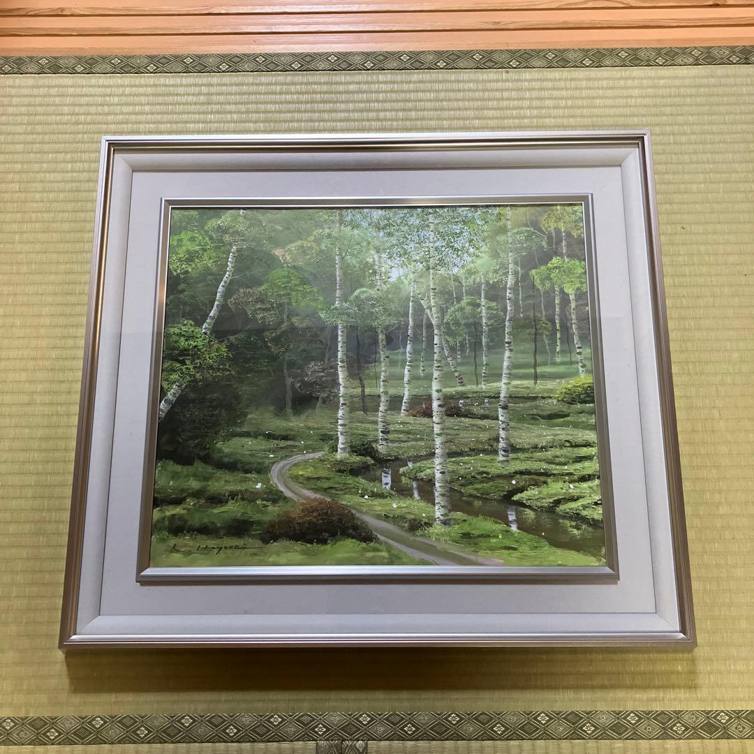 早瀬　遼　油彩　白樺林