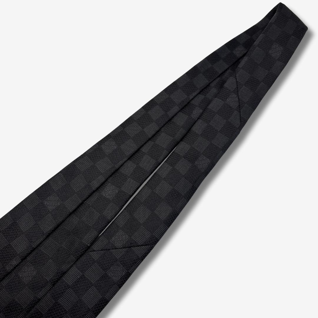LOUIS VUITTON ネクタイ ダミエ柄 ロゴグラム チャコールグレー