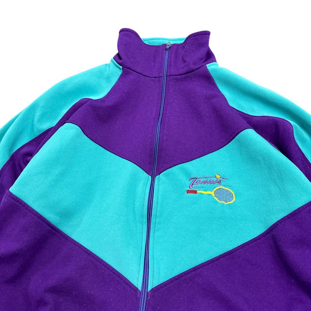 8LA1 テニス刺繍　90's バイカラージャージ　スポーツ　古着used