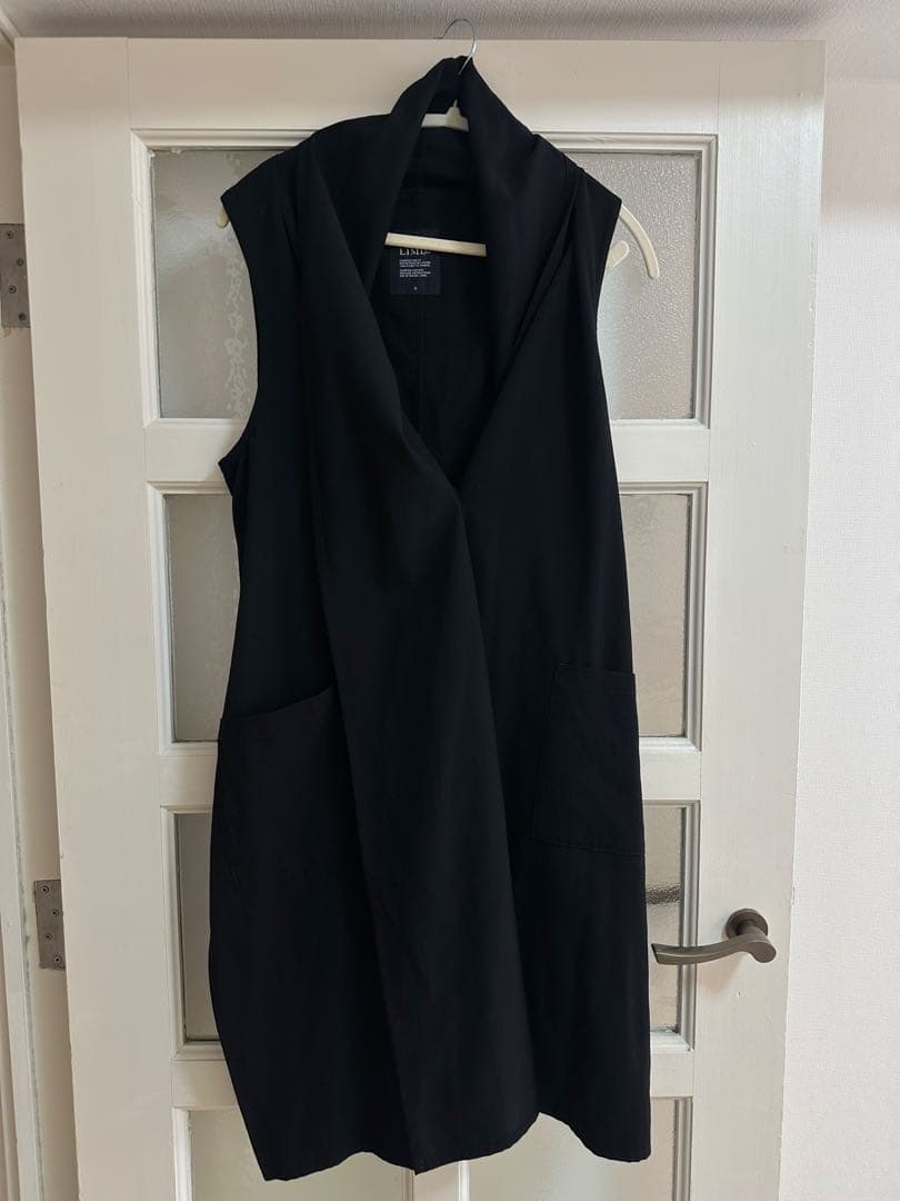 LIMI feu リミフゥ ウール 100% ロングジレ ベスト 黒 S