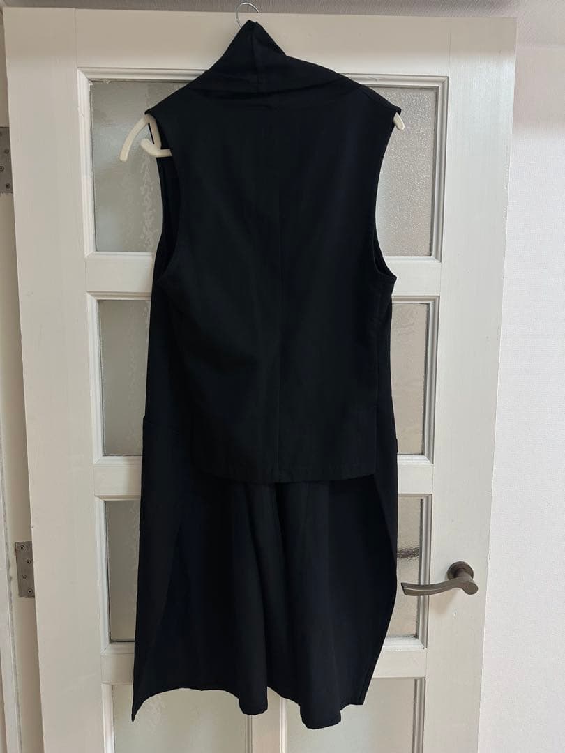 LIMI feu リミフゥ ウール 100% ロングジレ ベスト 黒 S