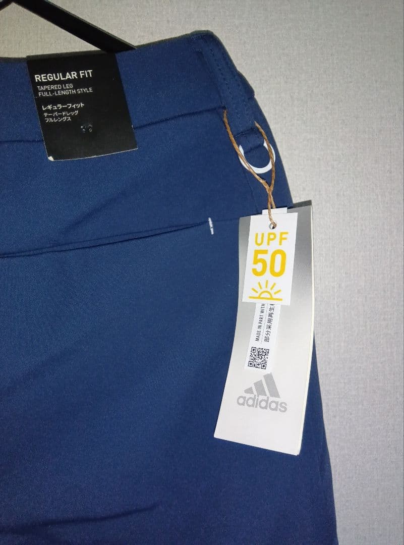 【L】秋冬 アディダス GOLF 保温 防風 裏地フリース ボンディングパンツ紺