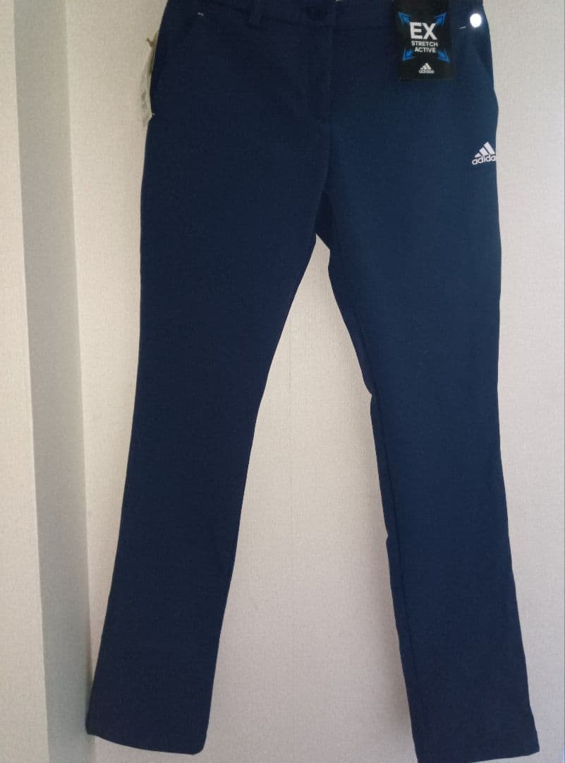 【L】秋冬 アディダス GOLF 保温 防風 裏地フリース ボンディングパンツ紺