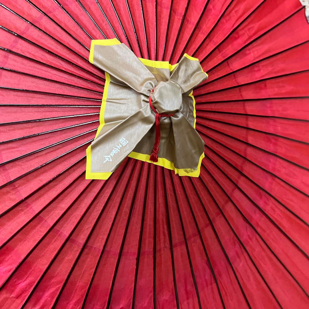 和傘 羽二重傘 赤 美品 和風 インテリア 撮影用 ディスプレイ