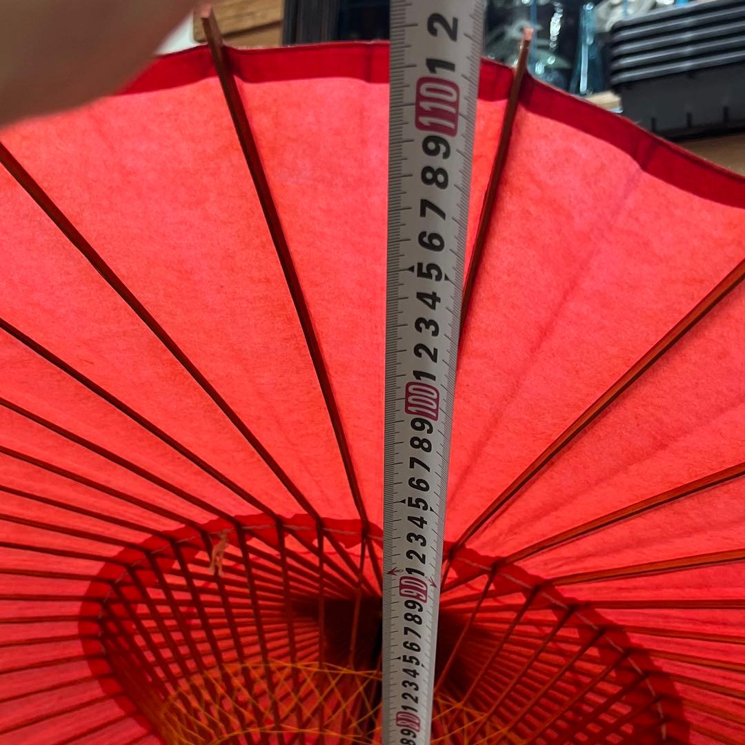 和傘 羽二重傘 赤 美品 和風 インテリア 撮影用 ディスプレイ