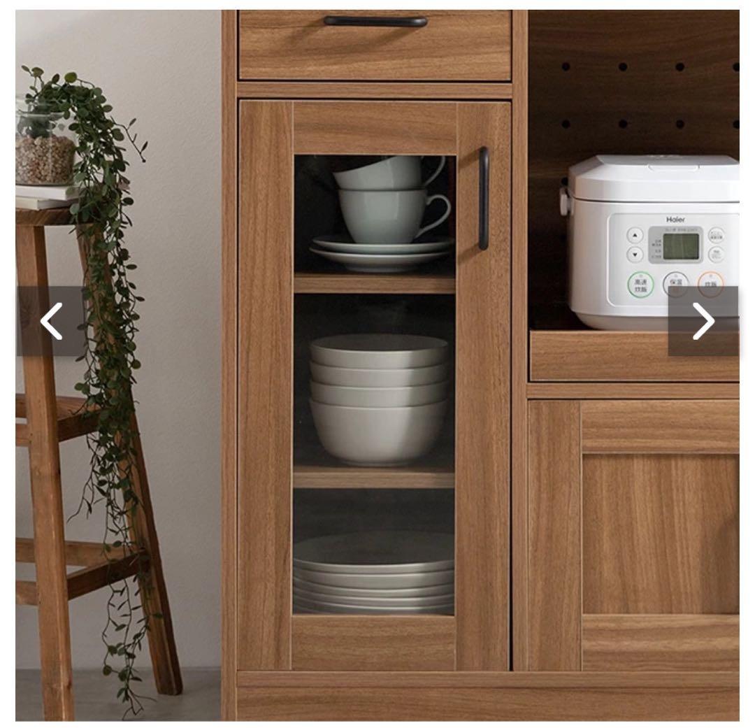 木製レンジボード ガラス扉付き　幅88cm