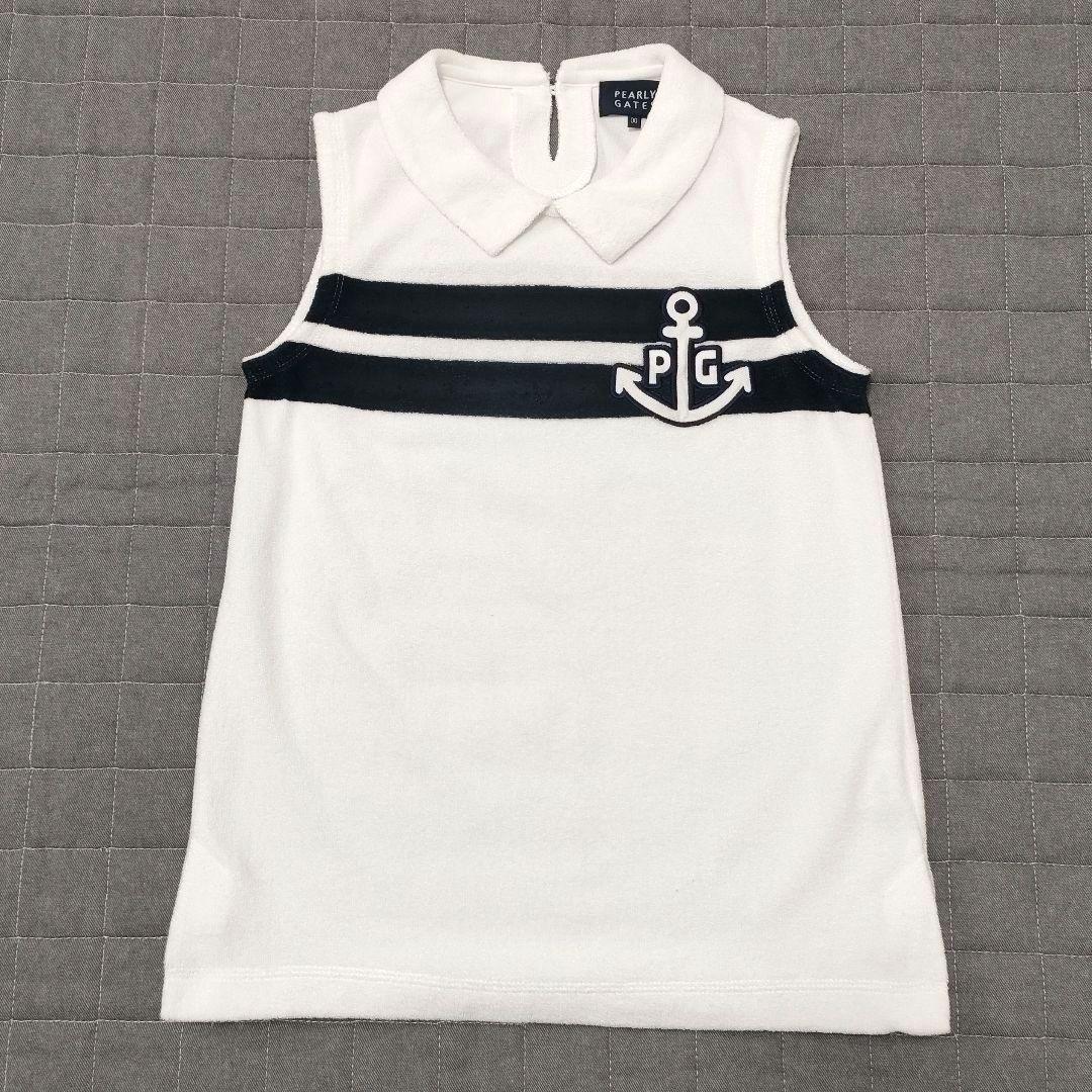 パーリーゲイツ　パイル地　ノースリーブ　シャツ　ストレッチ　襟付　ホワイト　00