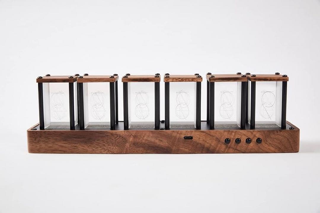 ニキシー管 時計 Wi-Fi同期 1600万色 レトロモダン木製デジタル時計