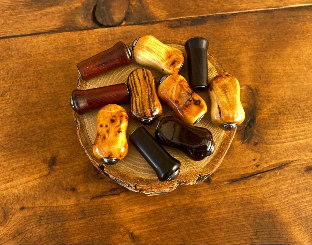 ウッドノブ　ハンドルノブ　スーヤの木　バール　ダイワSシマノA ガングレー　2個