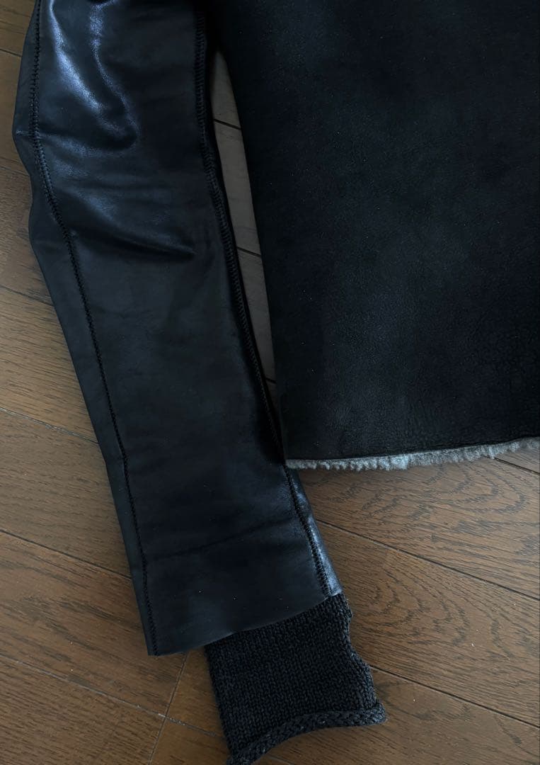 極美品 ISAAC SELLAM ムートン×カーフレザーライダースジャケット