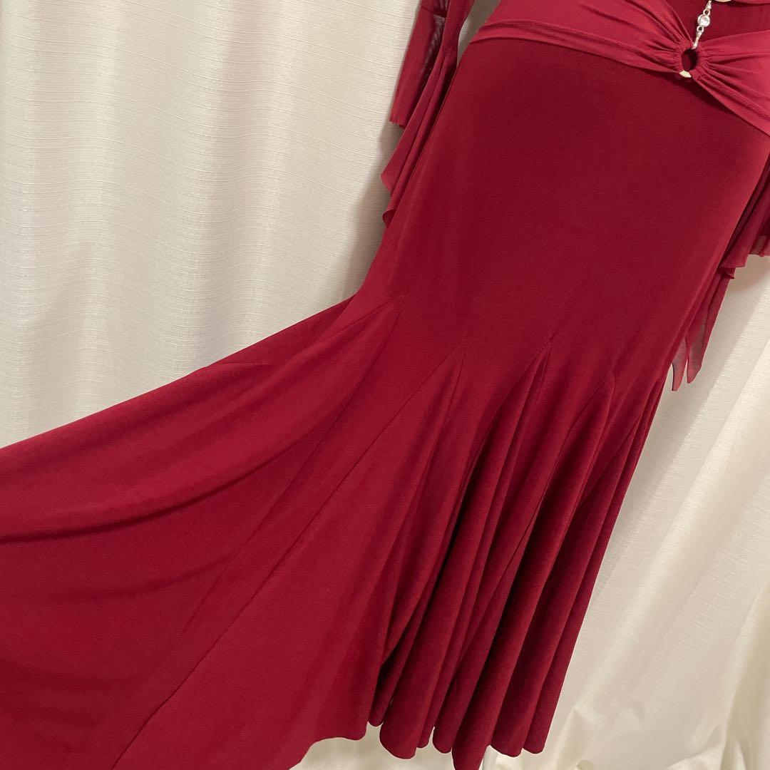 白*梅様 【レイリーナ】イチオク 社交ダンスドレス ML 伸縮性 カラオケ衣装