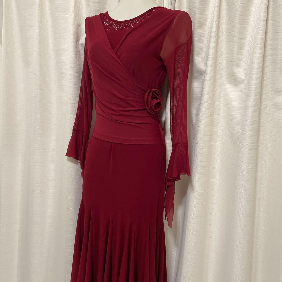 白*梅様 【レイリーナ】イチオク 社交ダンスドレス ML 伸縮性 カラオケ衣装