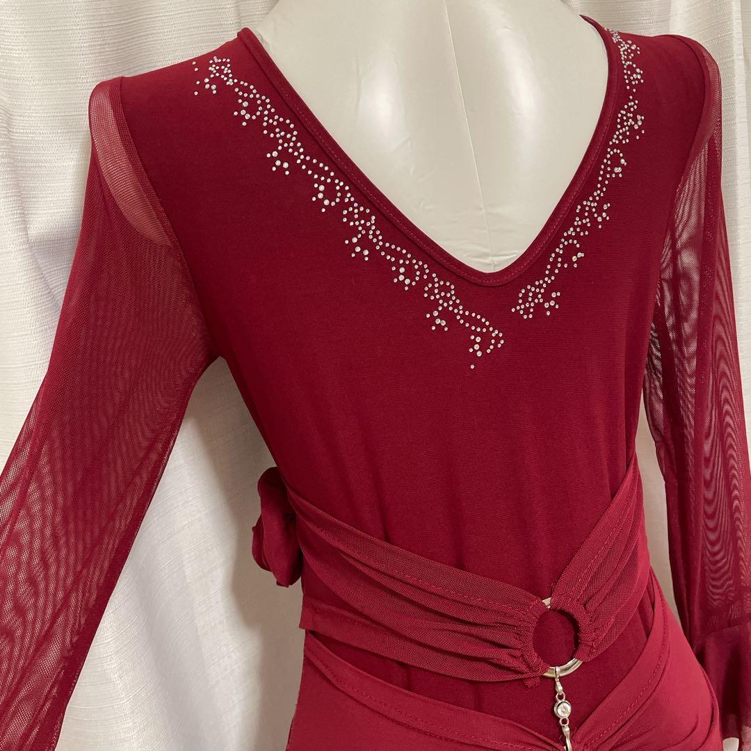 白*梅様 【レイリーナ】イチオク 社交ダンスドレス ML 伸縮性 カラオケ衣装