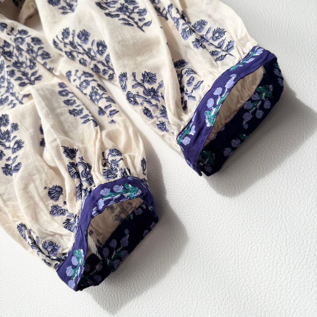 洗える ヌキテパ コットンボイル エスニック ギャザードレス 花柄 インド製