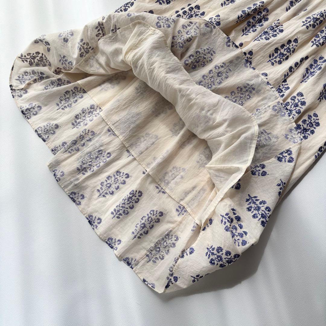 洗える ヌキテパ コットンボイル エスニック ギャザードレス 花柄 インド製