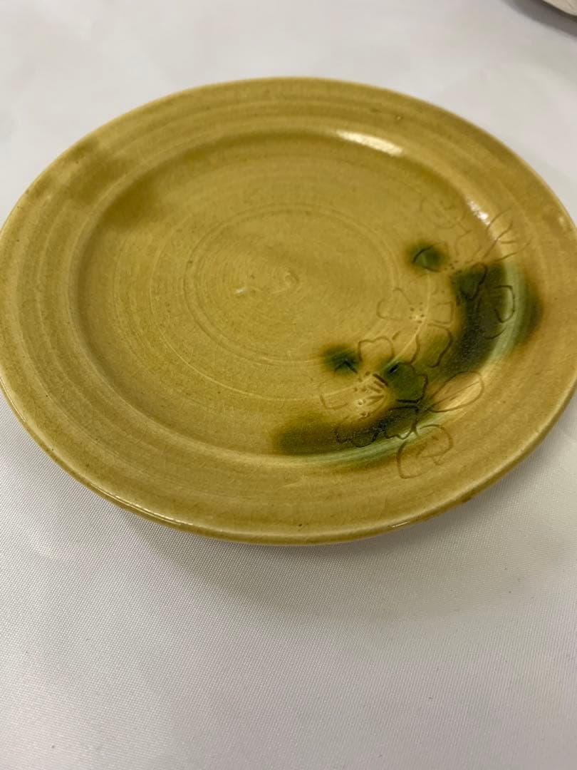 美濃焼伝統工芸士　水野敬子　黄瀬戸皿　5枚セット