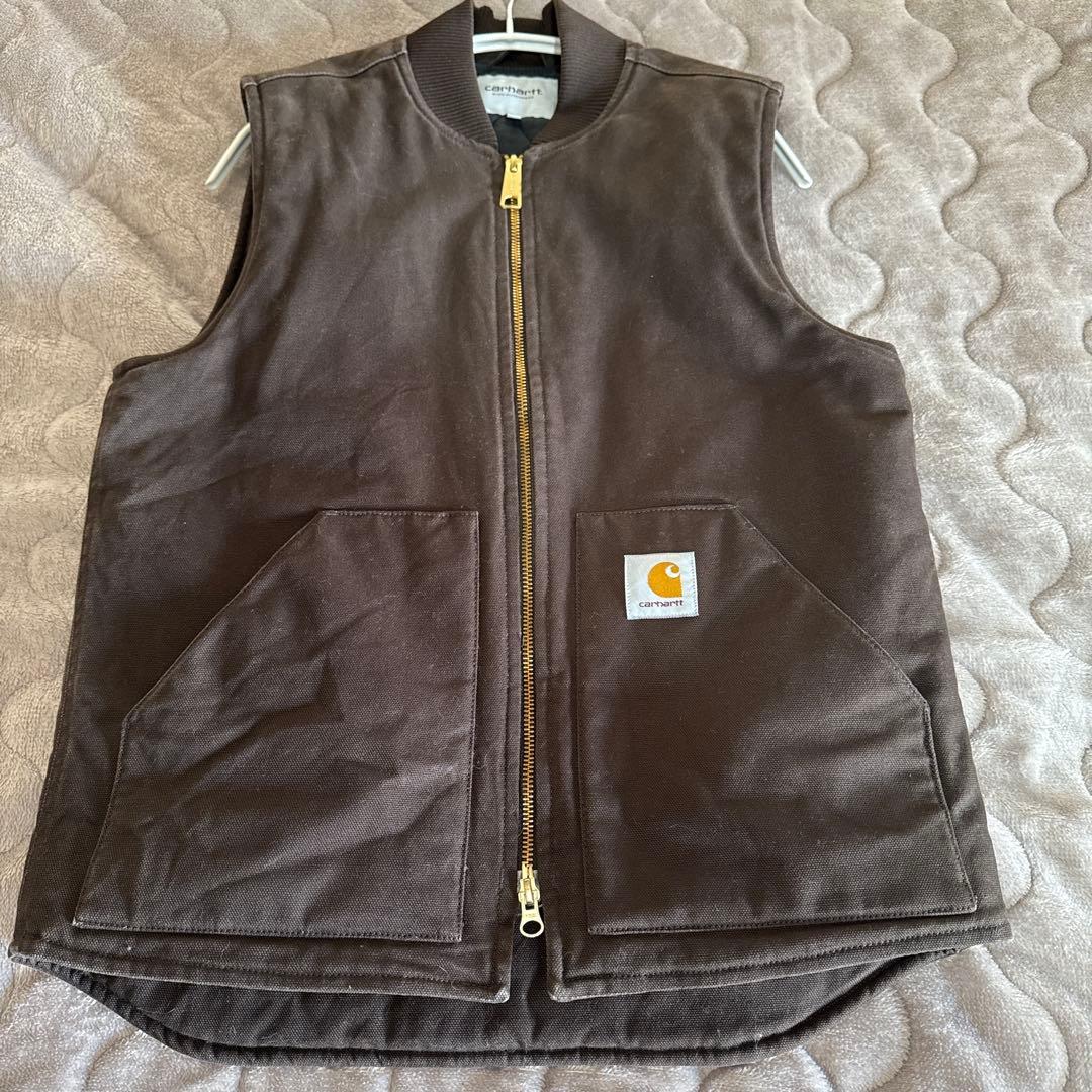 Carhartt ダークブラウン ダック地ベスト