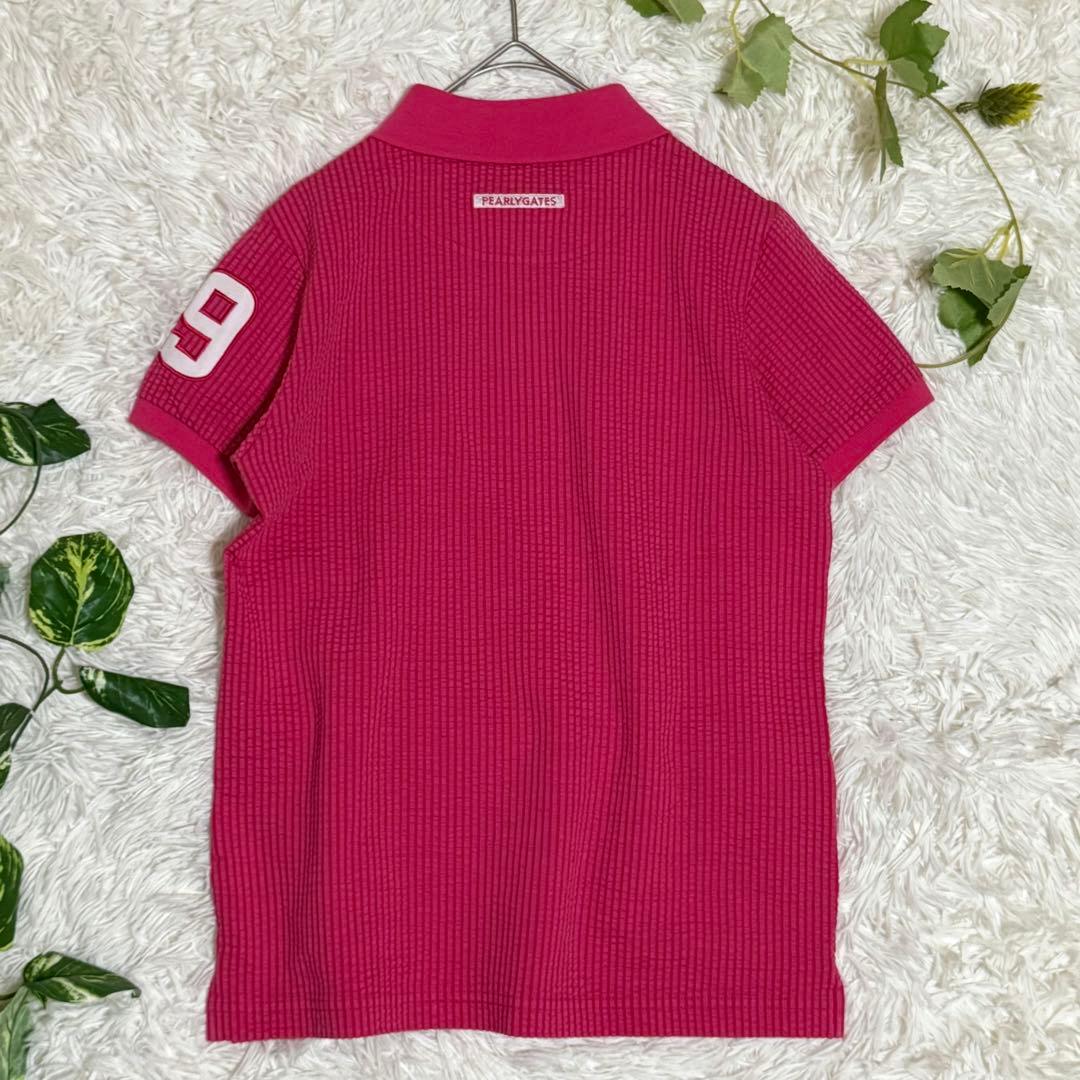 未使用品　パーリーゲイツ　ゴルフウェア　ポロシャツ　半袖　刺繍　ピンク　０サイズ