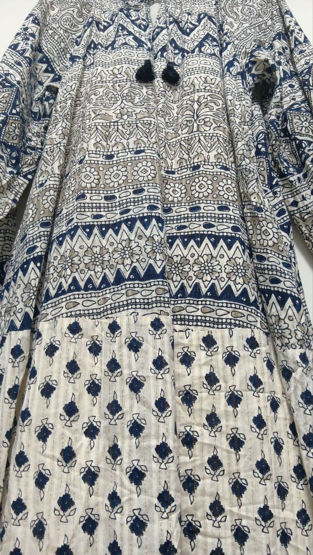 サラマリカCotton Lurex Border Print LongDress