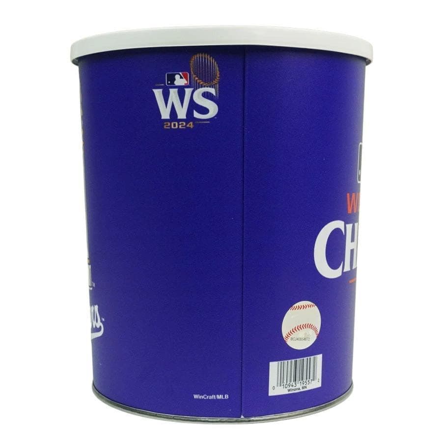 新品MLB公式dodgersドジャースワールドシリーズ蓋付アルミ缶1ガロンゴミ箱