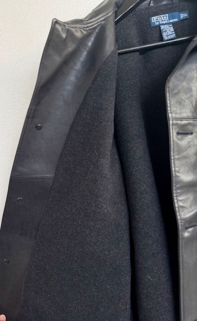 超スペシャル 90s ポロ ラルフローレン レザー カーコート XL ブラック