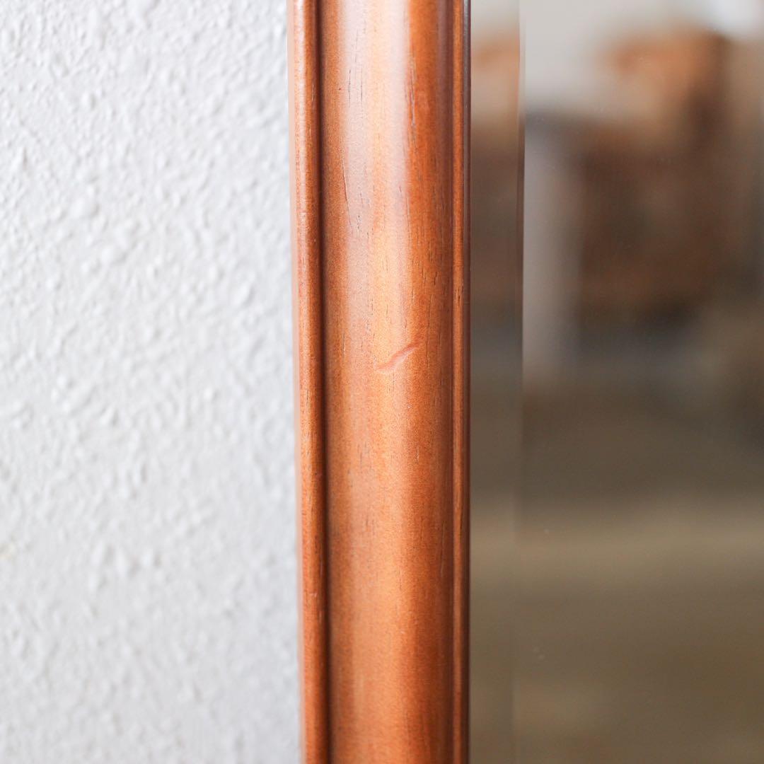 【送料込み】木製フレーム 全身姿見 スタンドミラー 面取り加工 44×151cm